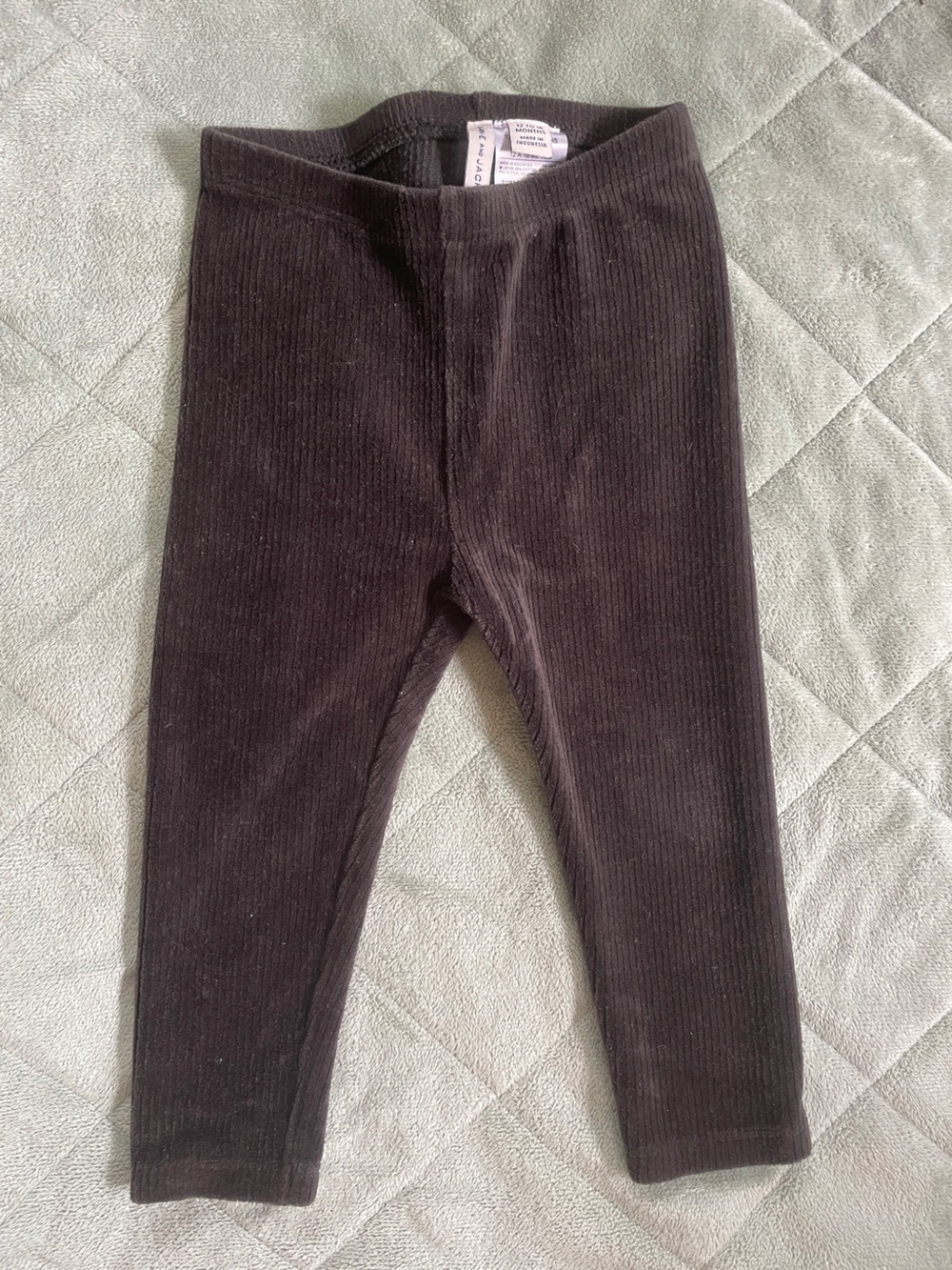 Janie and Jack Dark Black Ribbed Velour Leggings